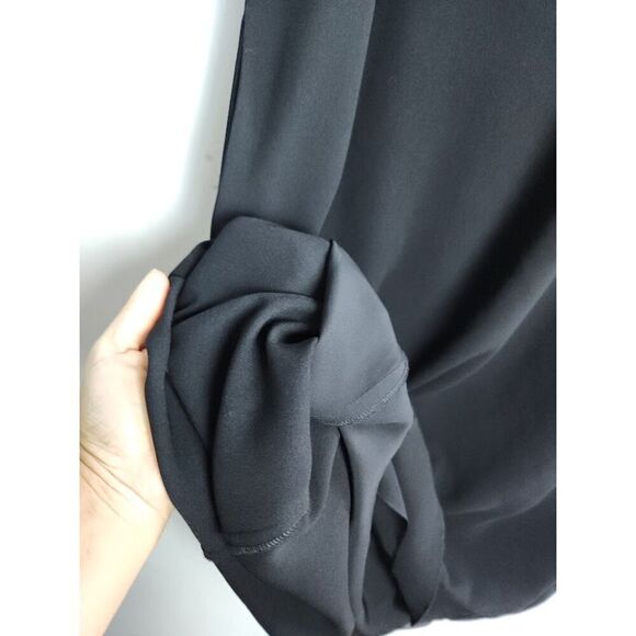 Wilfred by Aritzia "Japanese Fabric" Black Sleeveless A-Line Midi Dress Small - Picture 9 of 11